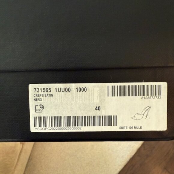 Saint Laurent Black Satin Mule Sandals w/ Box + Dustbags - Picture 10 of 10